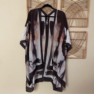 Cocoon House Silk Art To Wear Kimono‎ Cardigan Abstract Quiet Luxury NWT B46